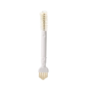 Dual-ended multi-functional cleaning brush for bottle caps and kitchen cups with white handle