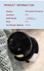 Détails de la peluche pingouin en tissu doux avec rembourrage en coton PP et perles