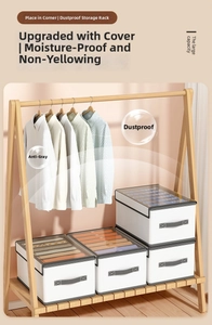 Wardrobe storage box set with dustproof lids and handles for organizing clothes and shirts