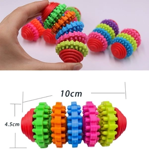 Jouet à mâcher coloré de 10 cm en forme d'engrenage pour chien, idéal pour les dents