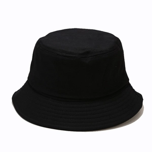 Classic black cotton bucket hat with stitched brim for sun protection and outdoor leisure