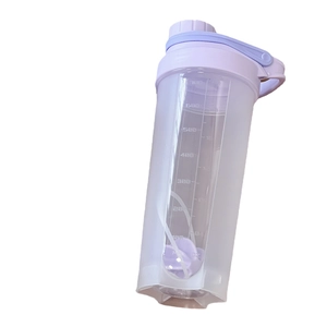 700ml semi-transparent protein shaker bottle with purple lid and mixing ball