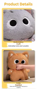 Detail of plush cat toy showing premium electric embroidery and high-rebound PP cotton