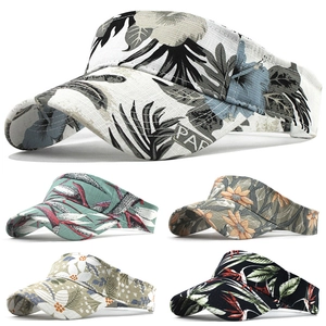 Floral print sun visors for women showing five breathable ethnic style outdoor sports hats