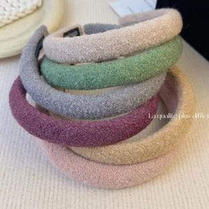 Thick plush fuzzy headbands in various colors for high top knot French style