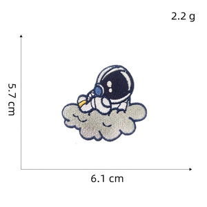 Cute astronaut on cloud embroidery patch with 6.1cm width and 5.7cm height measurements