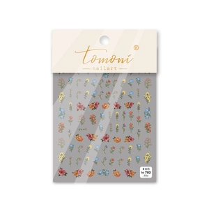 Tomoni ultra-thin 5D self-adhesive nail art stickers with vintage floral designs
