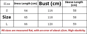 Size guide for faux mink cardigan showing bust and length measurements in centimeters