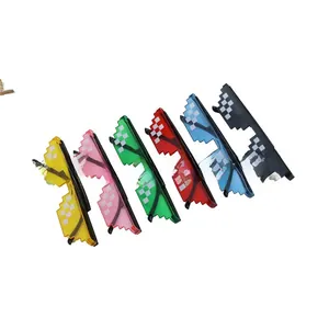 Collection of pixelated Thug Life sunglasses in yellow, pink, green, red, blue, and black