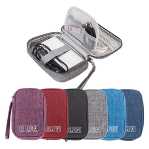 Digital Accessories Storage Bag Waterproof Cationic Oxford Cloth Portable Handheld Cable Organizer Pouch Travel Charger Power Bank Case