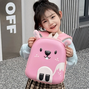 3D pink squirrel toddler backpack with a cute animal hard shell design for school girls