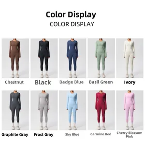Gamma colori per completi da yoga elasticizzati con maglia a maniche lunghe e leggings aderenti