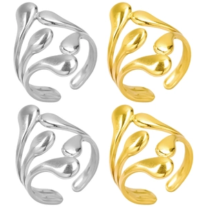 Adjustable Open Ring 304 Stainless Steel Liquid Metal Water Drop Geometric Design Minimalist Modern Jewelry For Women