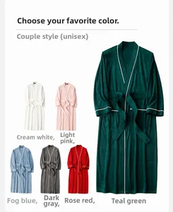 Unisex long robes in multiple colors with waist belts and soft fabric texture detail