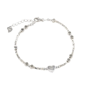Minimalist S925 sterling silver heart and bead charm bracelet for women in 2025 style