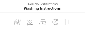 Détails des instructions de lavage pour robe à manches longues avec icônes de soin