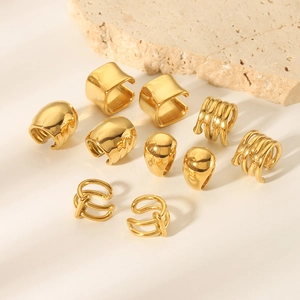 Exquisite 18K gold-plated stainless steel ear cuff set with diverse minimalist designs