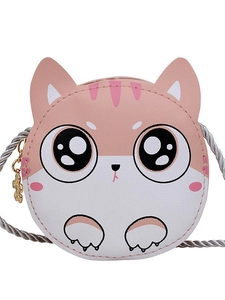 Joli sac bandoulière chat rose et blanc pour enfants en cuir PU avec bandoulière