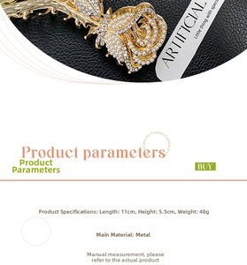 Detail of rose hair claw clip with pearls and rhinestones measuring 11cm by 5.5cm