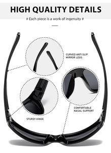 Detail view of durable hinges and comfortable nose pads on polarized cycling sunglasses