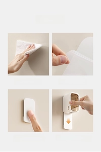 Wall-mounted toothbrush holder installation guide with 4-step adhesive process