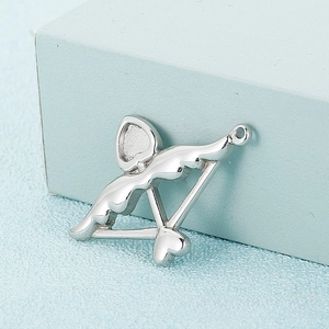 Polished Cupid arrow heart pendant with closed ring for DIY jewelry making