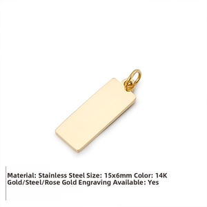 Détail du pendentif rectangulaire 15x6mm en acier inoxydable plaqué or 14K pour bijoux