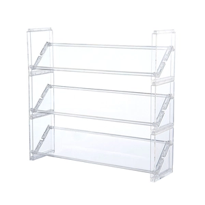 Three-tier clear acrylic tiered display stand for makeup and cosmetics storage