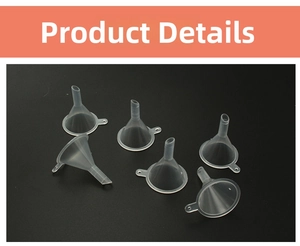 Set of 6 mini transparent PP plastic funnels with handle for cosmetic and oil filling