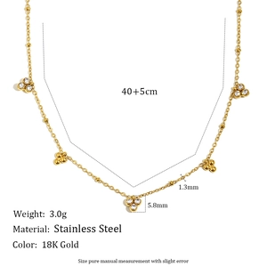 18K gold plated stainless steel necklace with three zircon pendant and bead chain specs