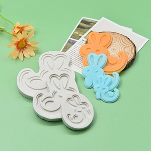 Ensemble de moules à gâteaux en silicone en forme de lapin mignon pour pâtisserie DIY