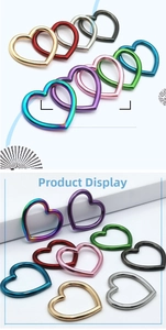 Macro shot of assorted heart-shaped metal rings in diverse colors for DIY accessory crafts