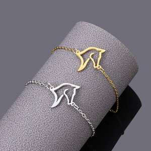 Minimalist stainless steel horse head charm bracelets in gold and silver finishes