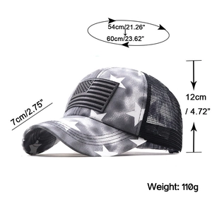 Casquette grise avec écusson drapeau américain et filet respirant pour le sport