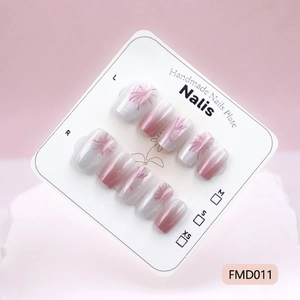 Pink ombre cat-eye press-on nails with fireworks pattern, short length, 10 piece set