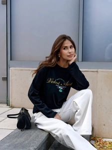 Vintage oversized μαύρη βαμβακερή μακρυμάνικη μπλούζα με πράσινο τύπωμα Velvet Acid