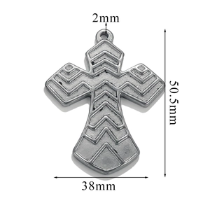 Detailed size specifications for the vintage cross pendant with dimensions 50.5mm by 38mm