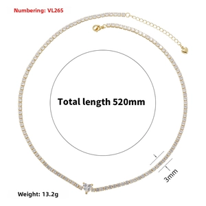 Luxueux collier tennis doré avec pendentif cœur et pierres en zircone micro-pavées
