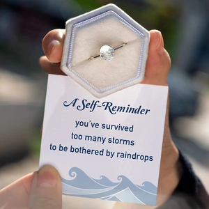 S925 Sterling Silber Wellenring mit Motivationskarte in blauer Samt-Schmuckbox