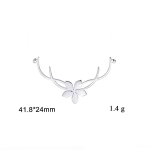 Silver stainless steel lucky four-leaf clover pendant with 41.8x24mm size and 1.4g weight