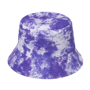 Fashionable purple tie-dye cotton fisherman hat for outdoor sun protection and casual wear