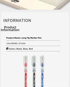 Deep hole marker pen set with long nib in black, blue and red for woodworking