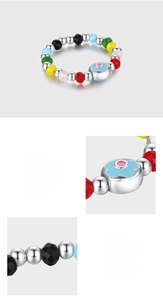 Dettagli dell'anello in argento sterling S925 con perline colorate e fiori fatti a mano