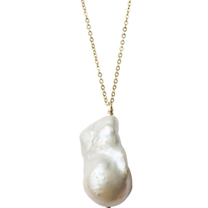 Baroque freshwater pearl pendant on a thin gold S925 sterling silver chain necklace