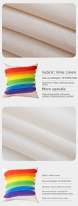 Detailed macro view showing fine linen fabric texture of 45x45cm rainbow striped pillow case