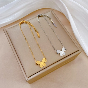 Bracelets papillon en acier titane doré et argenté avec chaîne ajustable de luxe