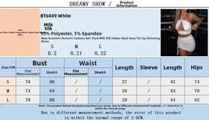 Detailed size chart for women's halter crop top and drawstring skirt two-piece set