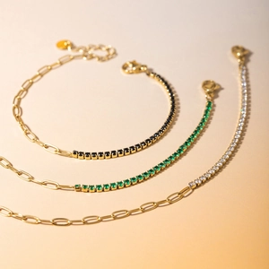 Splicing Bracelet Gold Plated Stainless Steel Waterproof Geometric Mixed Paperclip Tennis Chain Zirconia Jewelry Women