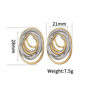 Orecchini a perno ovali a spirale vintage con finitura bicolore oro e argento