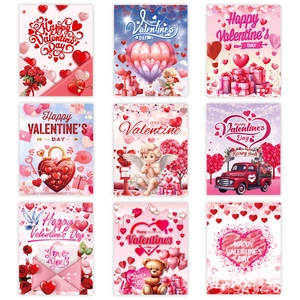 Set of 9 Valentine's Day wine bottle labels with hearts, roses and romantic designs